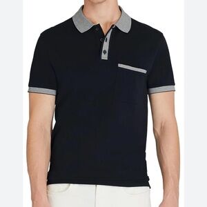 Club Monaco Men’s Double Feeder Polo Shirt Black Medium NEW 1021